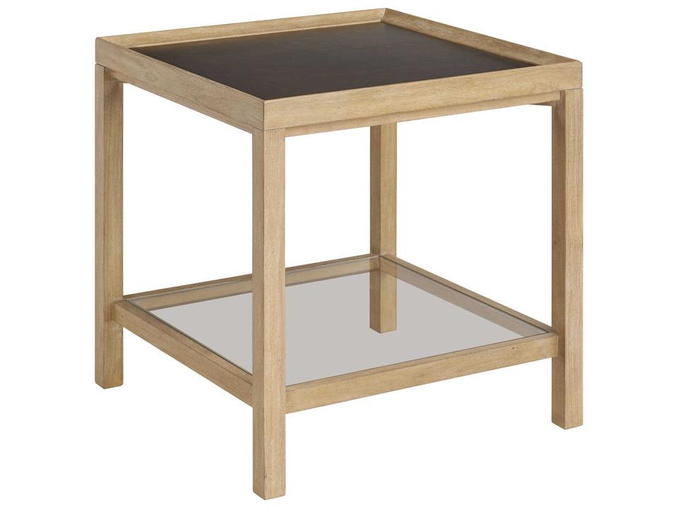 Montecito Dutton 24-Inch Square Side Table with Bronze Leathered Top