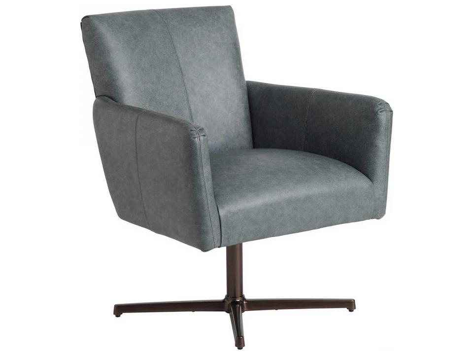 Brooks Leather Swivel Accent Chair in Bronze