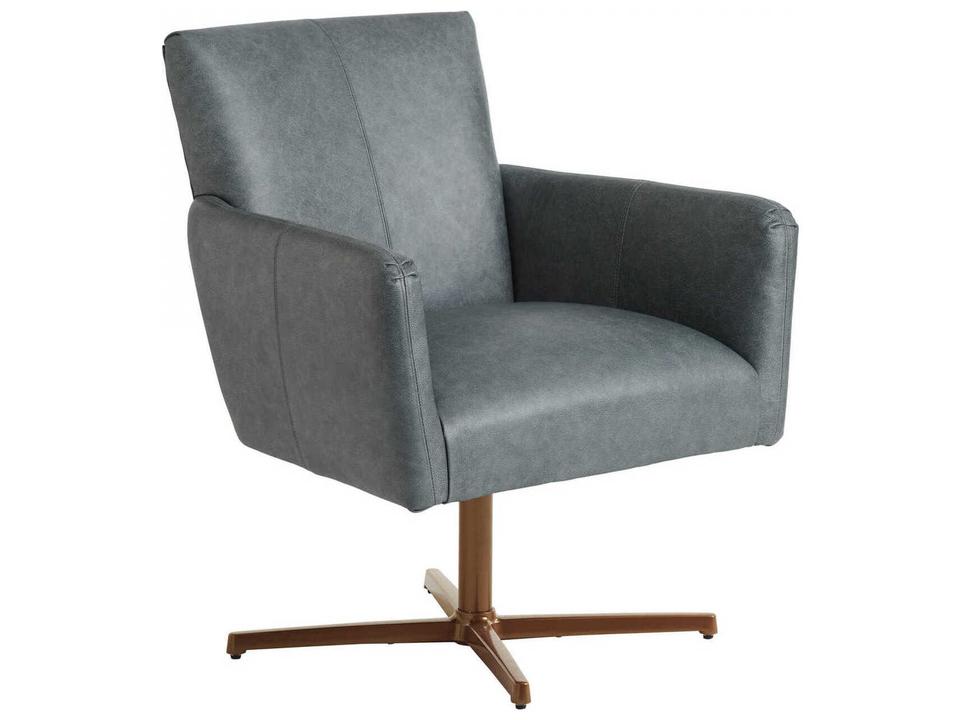 Brooks Leather Swivel Accent Chair in Calais Brass