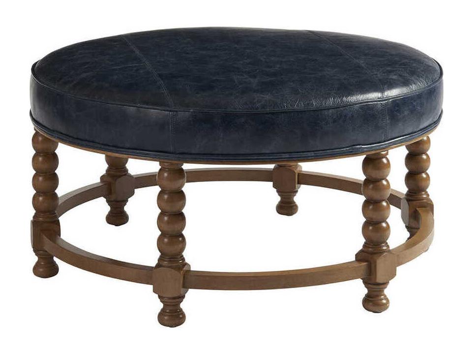 Naples Leather Cocktail Ottoman in Laguna Sands
