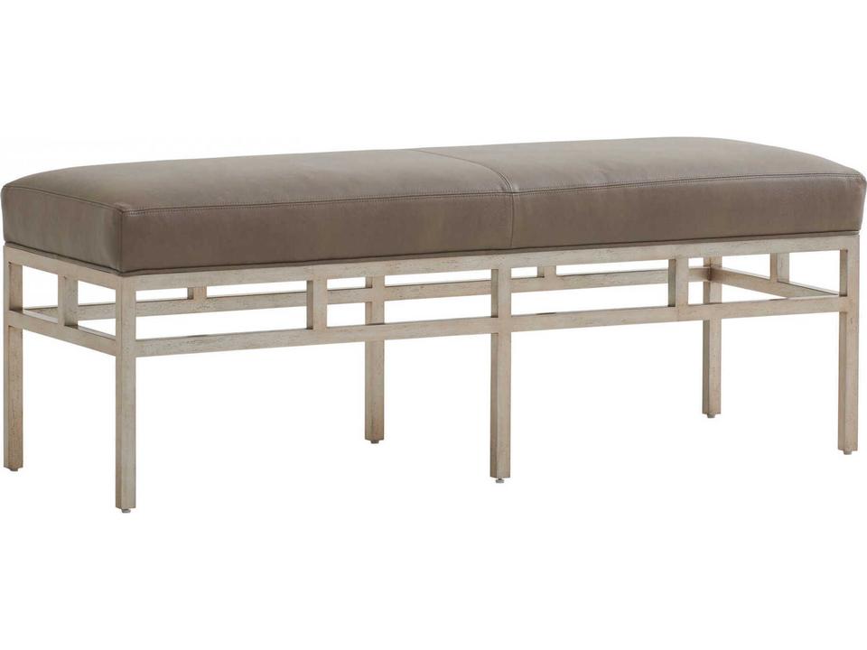 Lucca Gray Leather and Metal Accent Bench