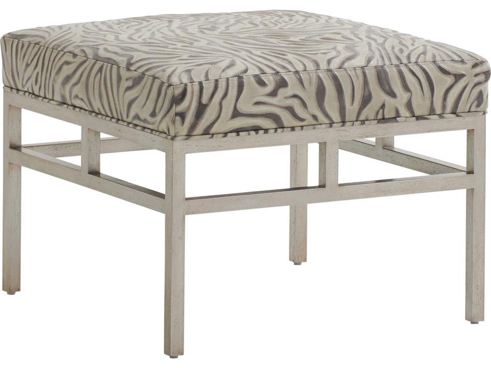 Lucca Ivory Leather Ottoman