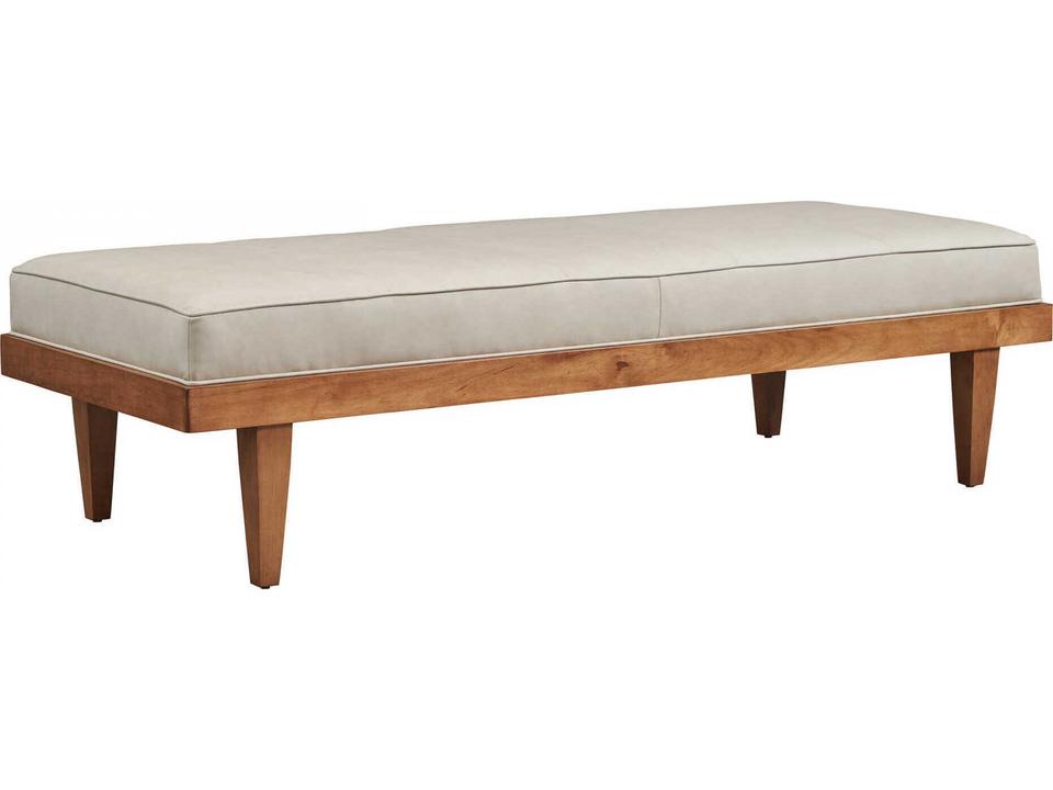 Lagunita Beige Leather Accent Bench