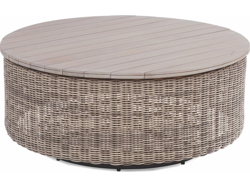 Braxton Culler Paradise Bay Round Outdoor Chat Table Teak Top in Driftwood