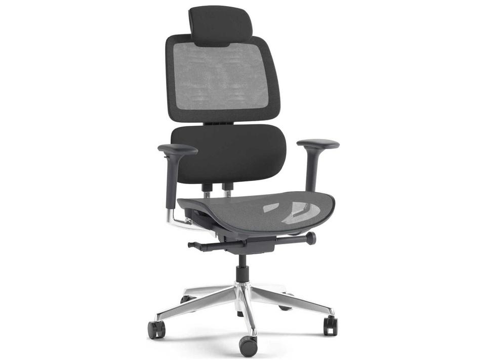 Voca Ergonomic Adjustable Office Chair in Slate with Polished Aluminum Base