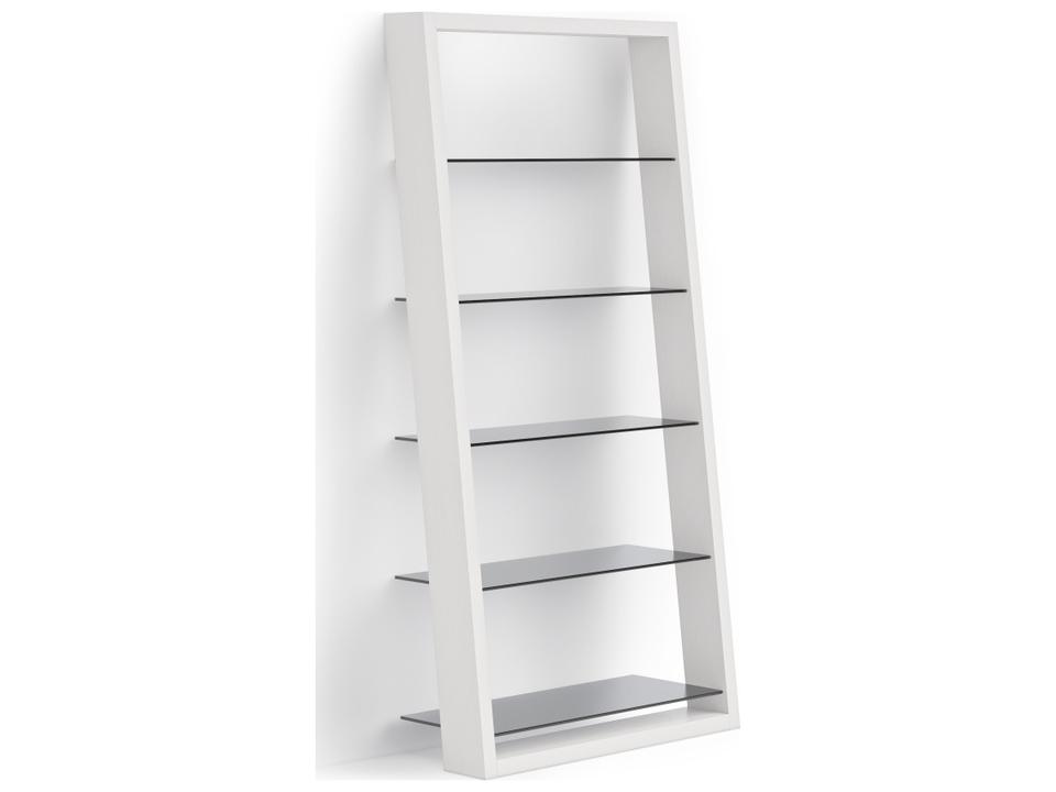 Eileen Leaning Shelf in Satin White with Tempered Glass