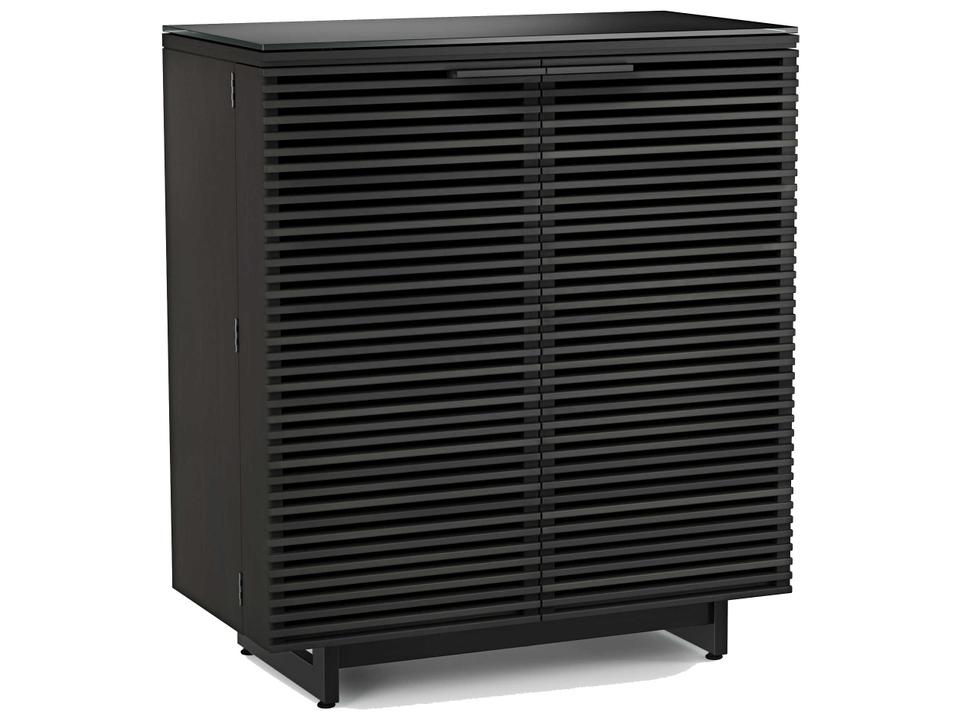 Corridor Home Bar Cabinet Charcoal Stained Ash Louvered Doors