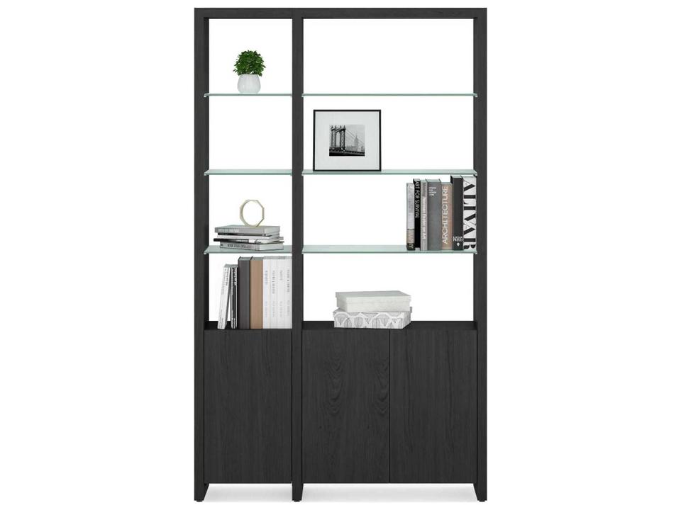 Linea 580012 2-Shelf System Bookcase in Charcoal Stained Ash