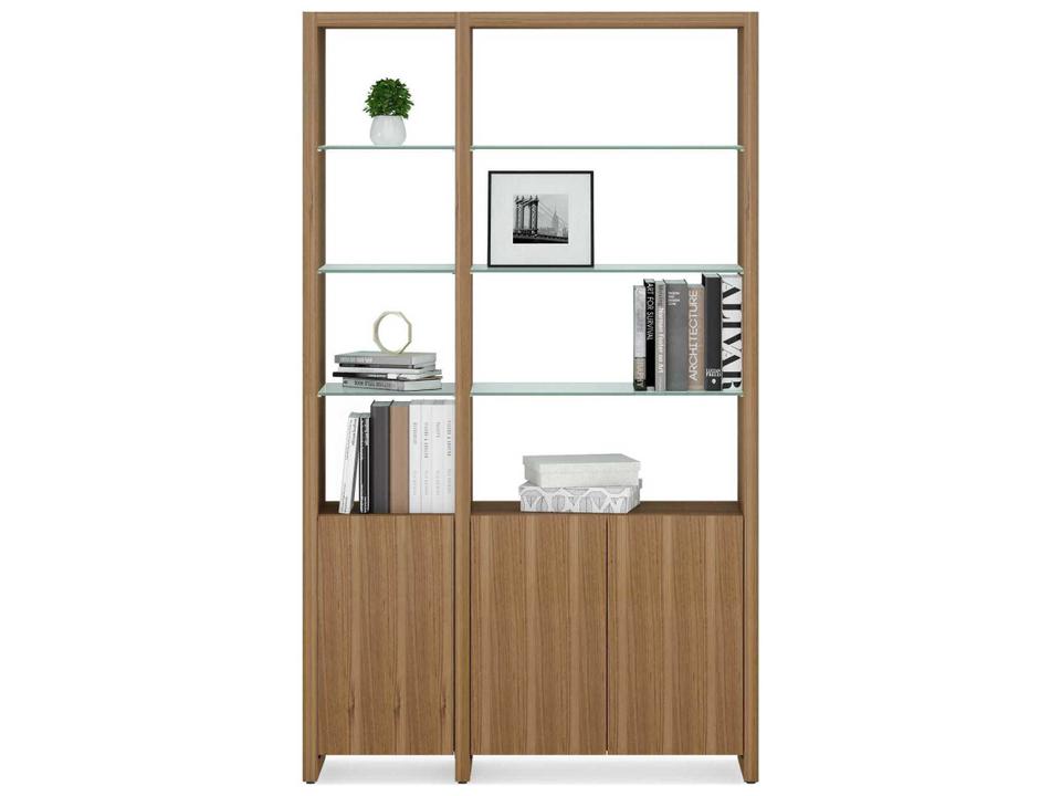 Linea 50-Inch 2-Shelf Bookcase System in Natural Walnut