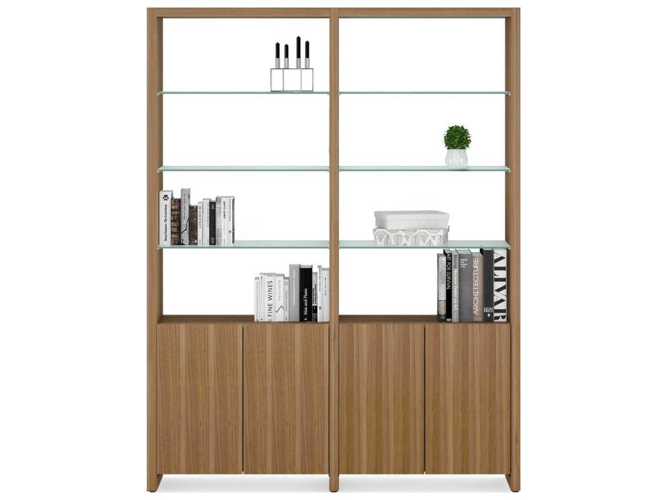 Linea 65-Inch 2-Shelf System Bookcase in Natural Walnut