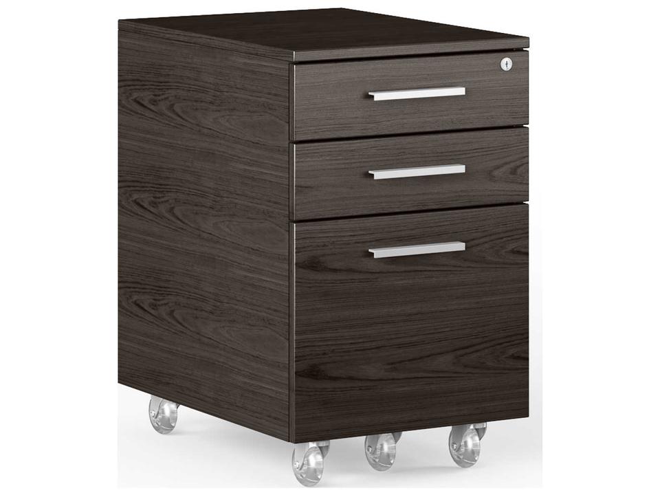 Sequel 20 6107 Mobile File Cabinet Charcoal Stained Ash with Locking Drawers