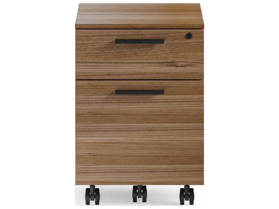Linea Mobile File Pedestal with Locking Drawers in Natural Walnut