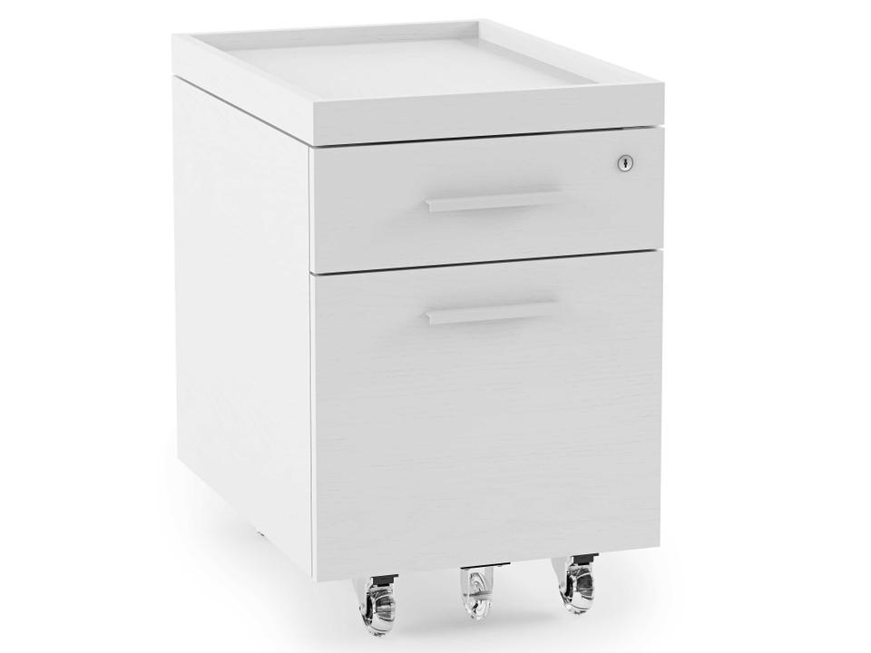 Centro Mobile File Pedestal with Locking Drawers Satin White and Grey