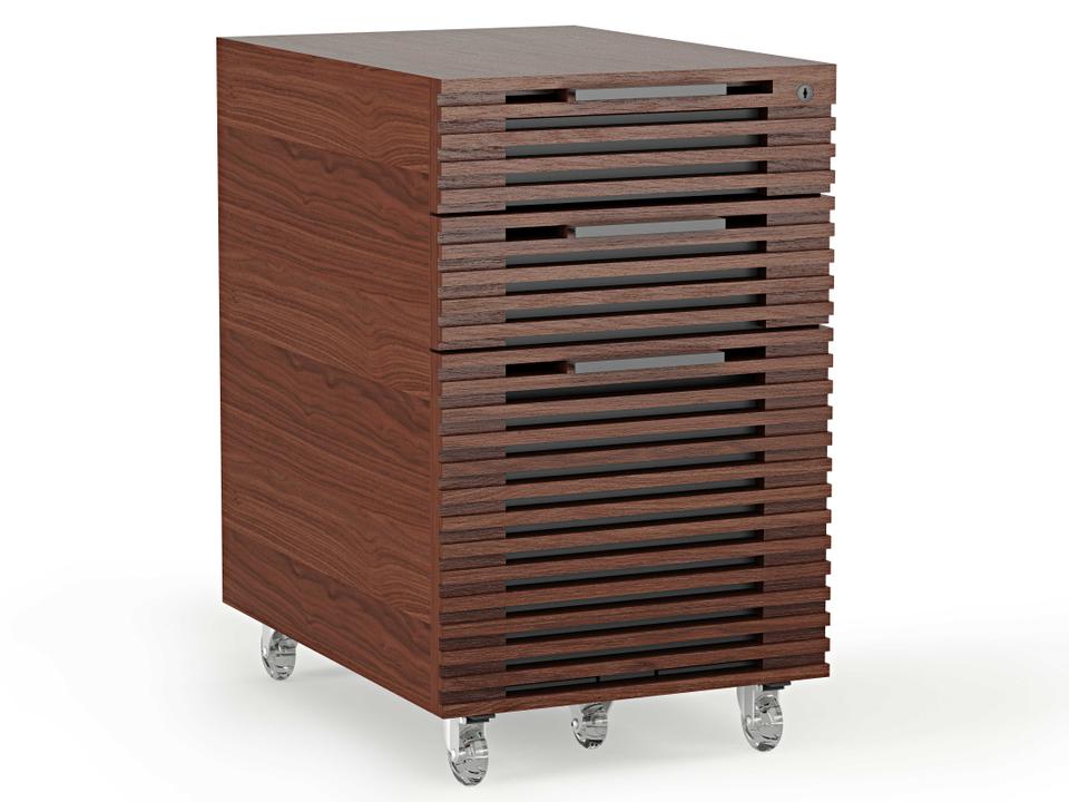 Corridor Mobile File Pedestal with Locking Drawers in Chocolate Stained Walnut