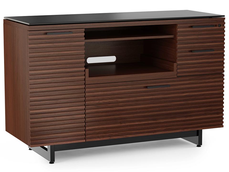 Corridor 6520 Multifunction Cabinet with Locking File Storage in Chocolate Stained Walnut