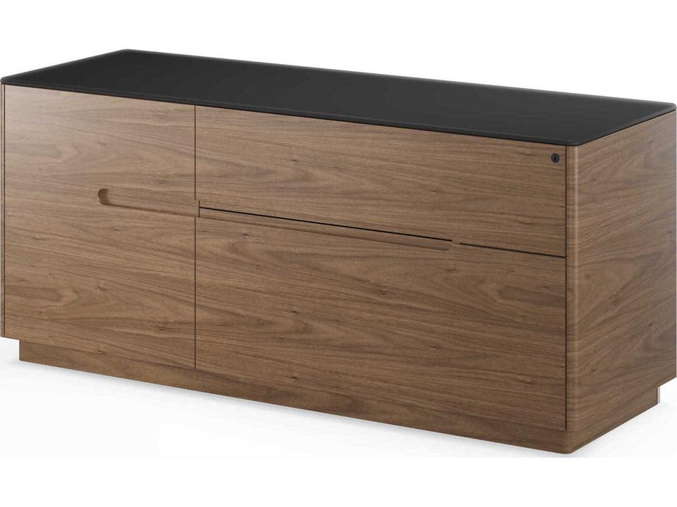 Luma Multifunction Office Cabinet in Natural Walnut and Black