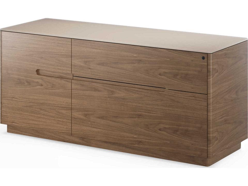 Luma Multifunction Cabinet in Natural Walnut and Dune Glass