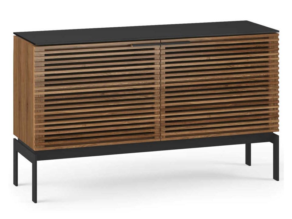 Corridor SV 7128 Media Cabinet in Natural Walnut with Satin-Etched Glass Top