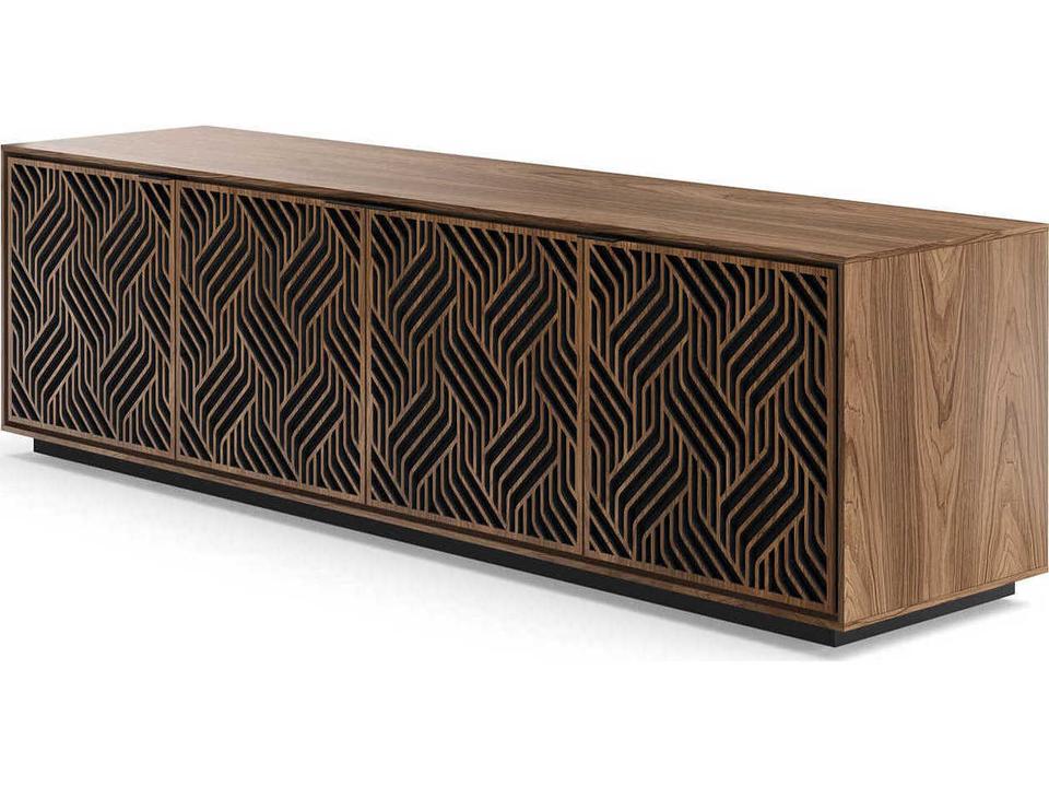 Elements 8703-WE Media Cabinet in Natural Walnut with Weave Doors
