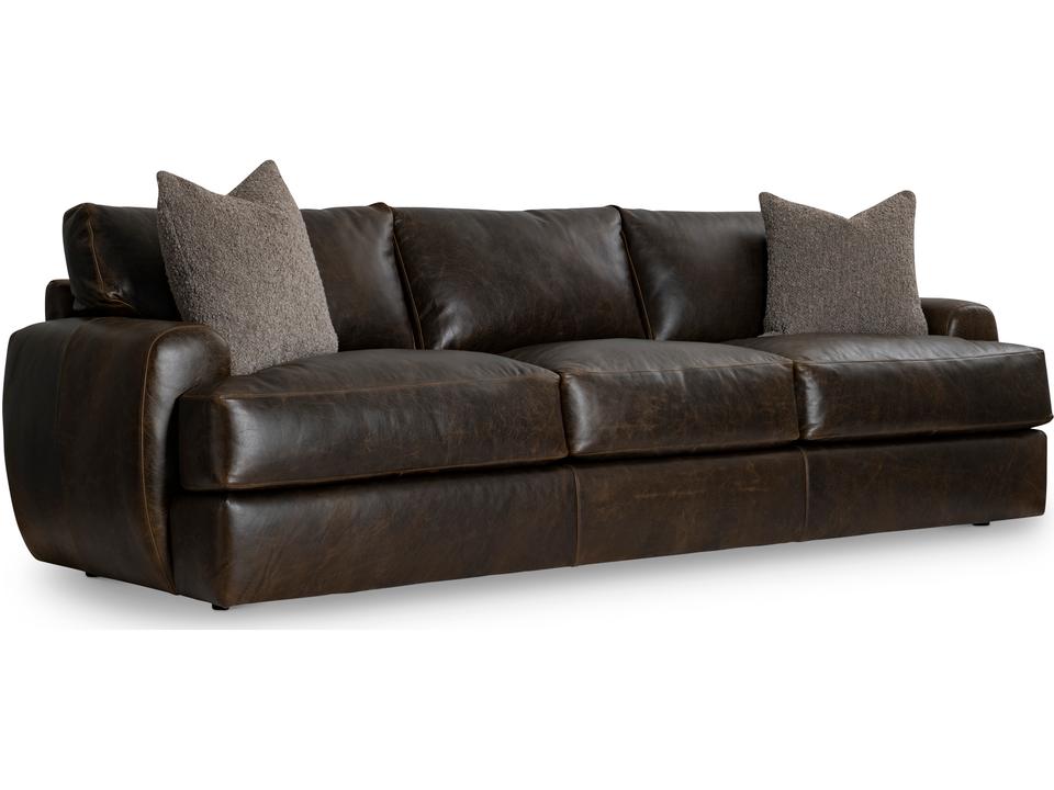 Living Cameron Leather 3-Seat Sofa with Roll-Top Back Pillows