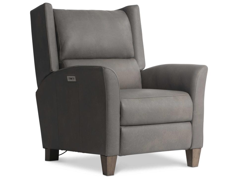 Weller Power Motion Gray Leather Accent Chair with USB Port