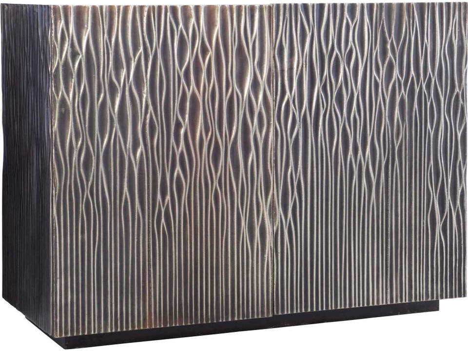 Skylar German Silver Wrapped Door Chest in Antique Silver Finish