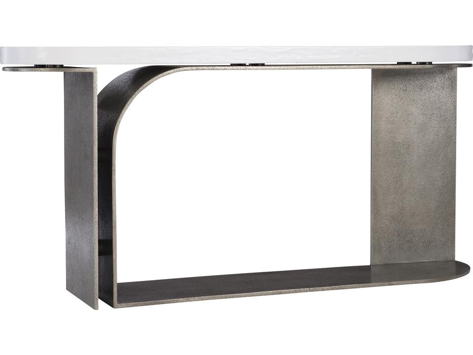 Catalina Rounded-Rectangle Console Table with Maple Veneer and Aluminum