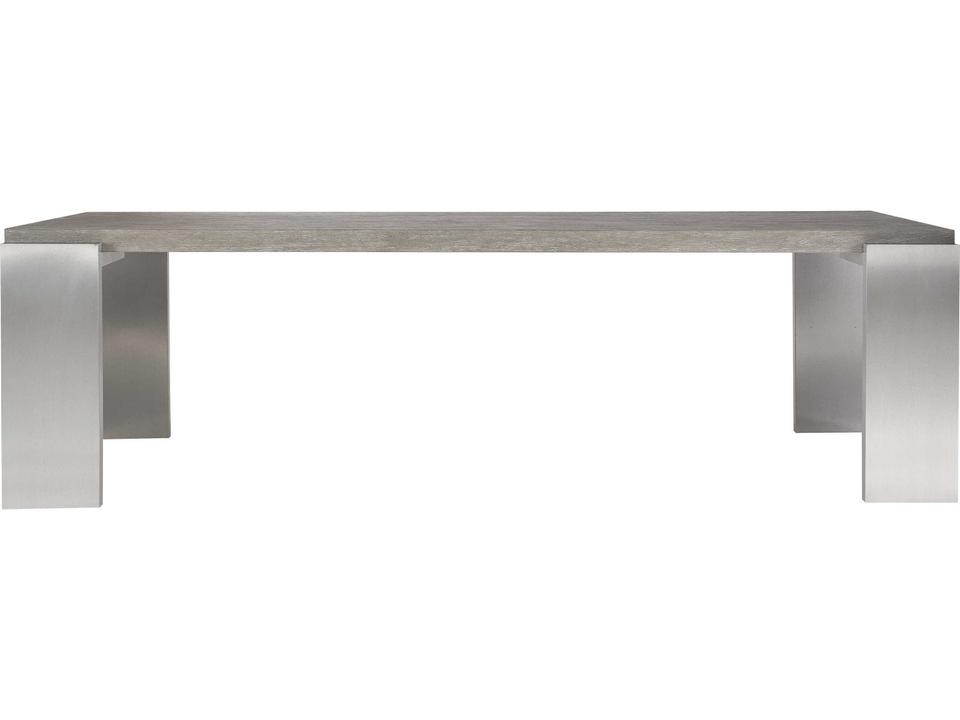 Foundations 102-Inch Rectangle Dining Table in Light Shale with Brushed Stainless Steel Legs