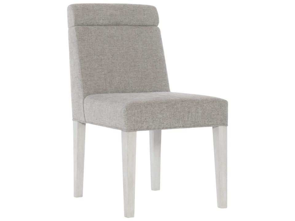 Foundations Upholstered Dining Side Chair in Linen Finish and Gray Fabric