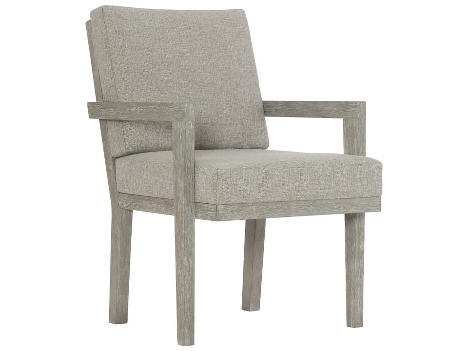 Foundations Upholstered Dining Armchair in Light Shale with Acacia Wood