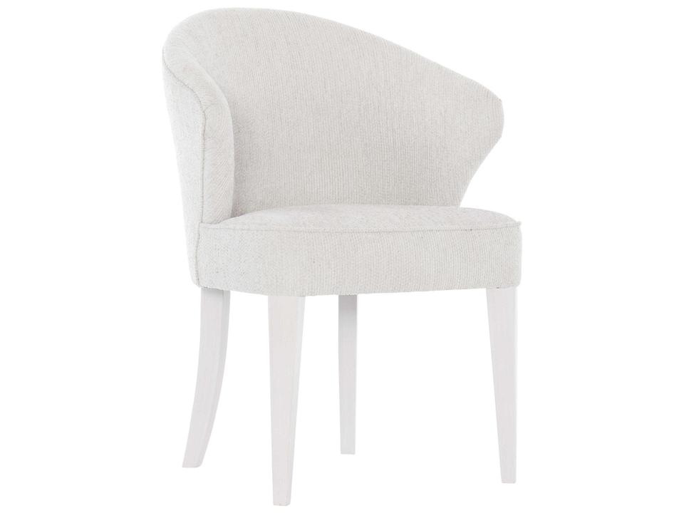 Silhouette Upholstered Dining Arm Chair in Eggshell Fabric