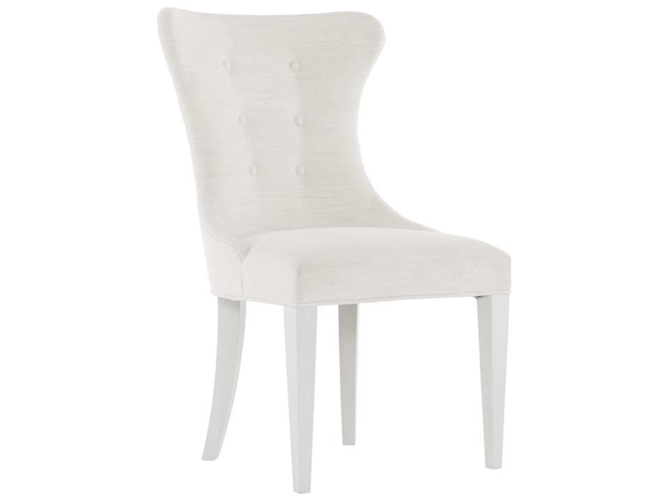 Silhouette Upholstered Dining Side Chair with Button-Tufted Back in Eggshell
