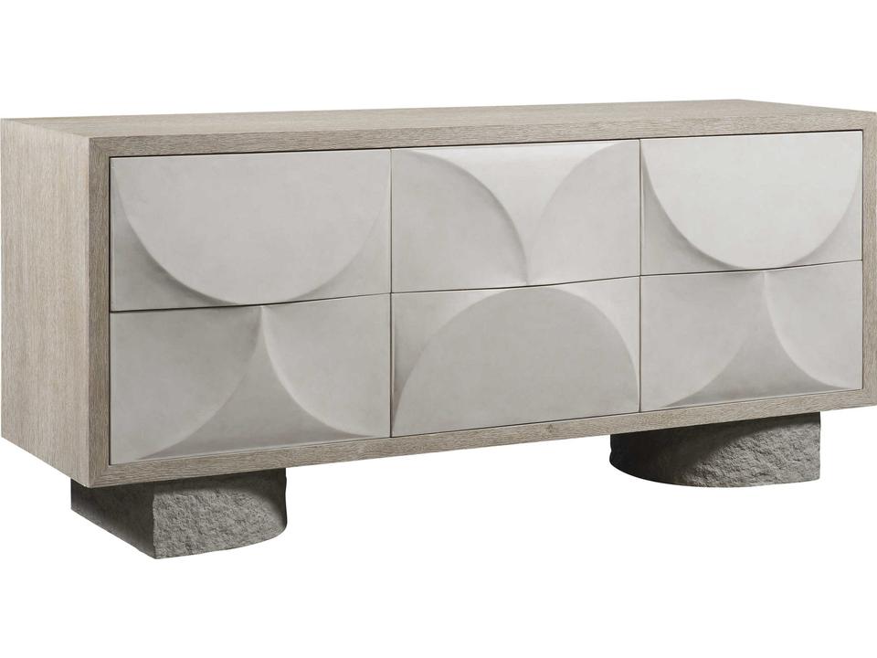 Interiors Lunula 6-Drawer Dresser with Concrete Bases in Flaxen and Vellum
