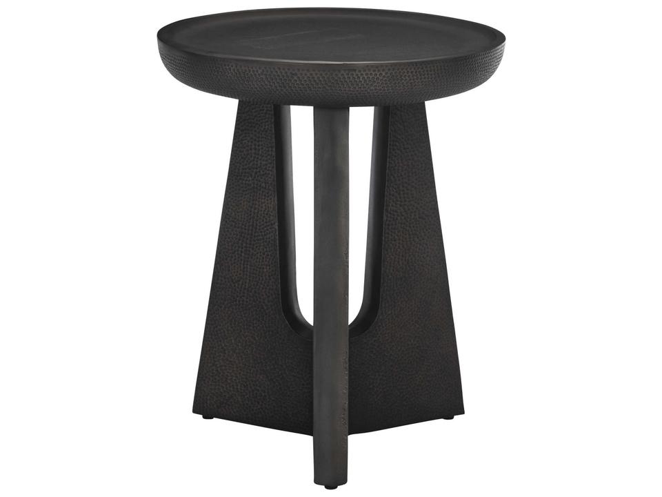 Nala Round Side Table in Black Nickel Cast Aluminum