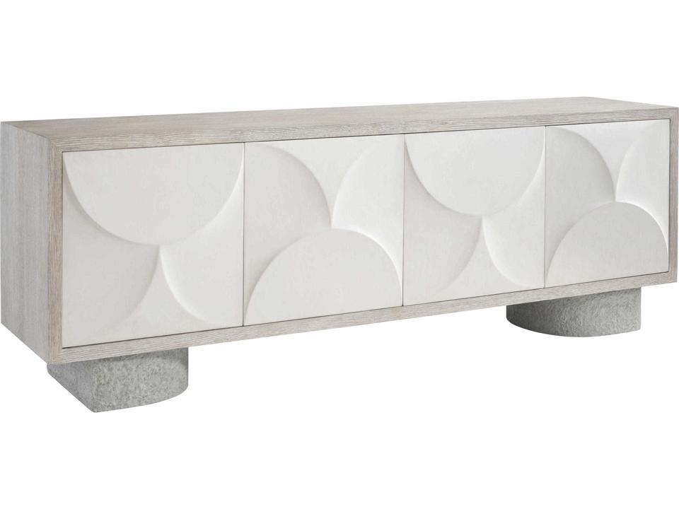 Interiors Lunula Entertainment Credenza in Flaxen and Vellum Finish