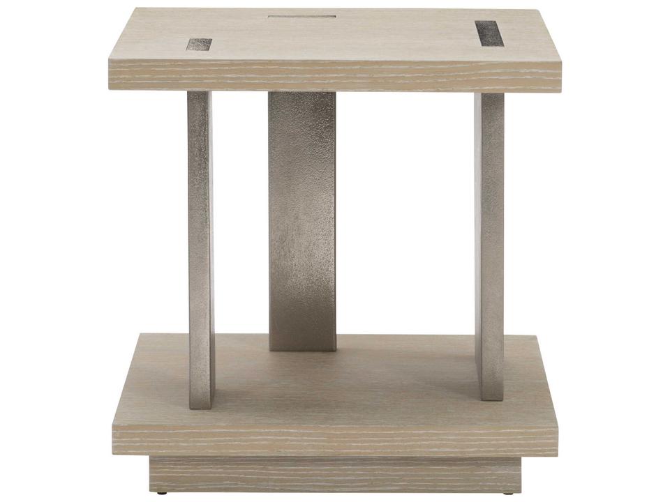 Solaria Square End Table in Dune Finish with Shiny Nickel Accents