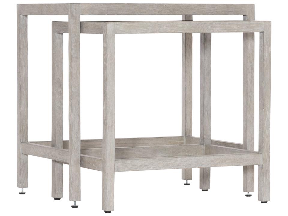 Albion Oak Wood Nesting Side Tables in Pewter Finish