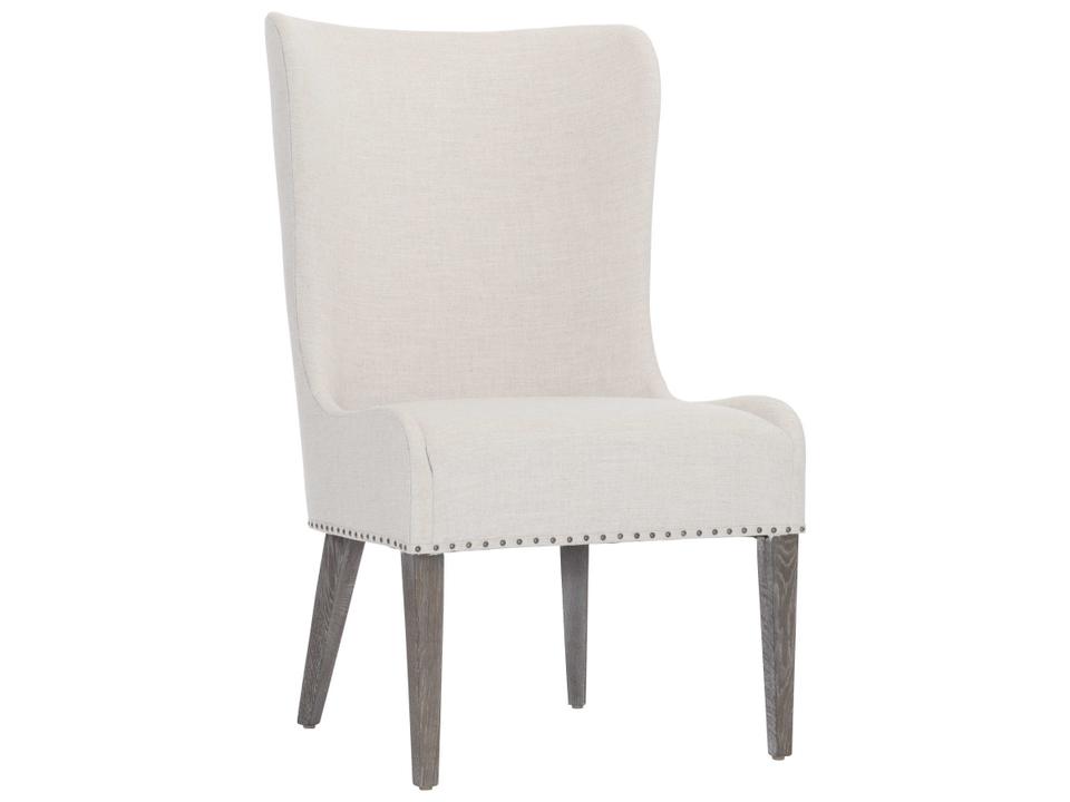 Albion Upholstered Dining Side Chair with Nailhead Trim in Pewter Finish