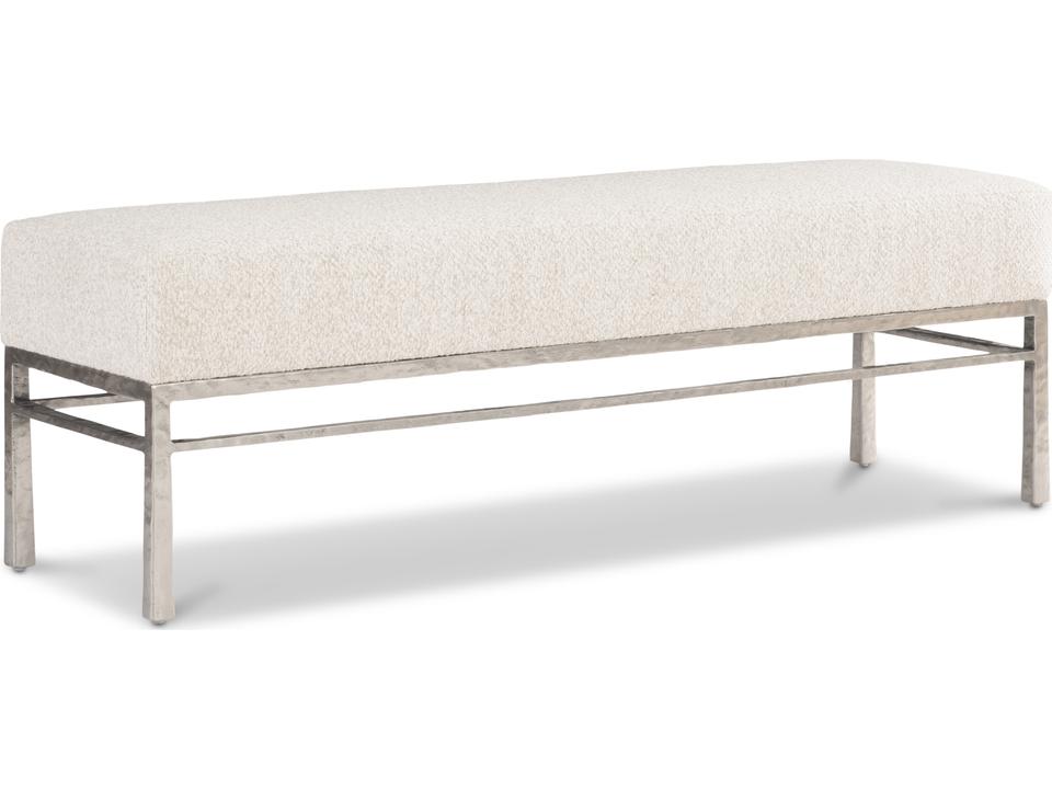 Aventura Upholstered Bench with Frosted Nickel Frame