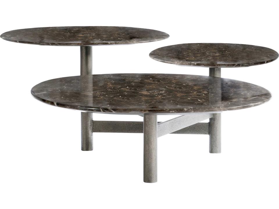 Nez Oval Coffee Table with Marble Tops and Graphite Base