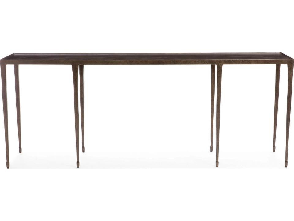 Halden Hammered Cast Iron Console Table in Blackened Finish