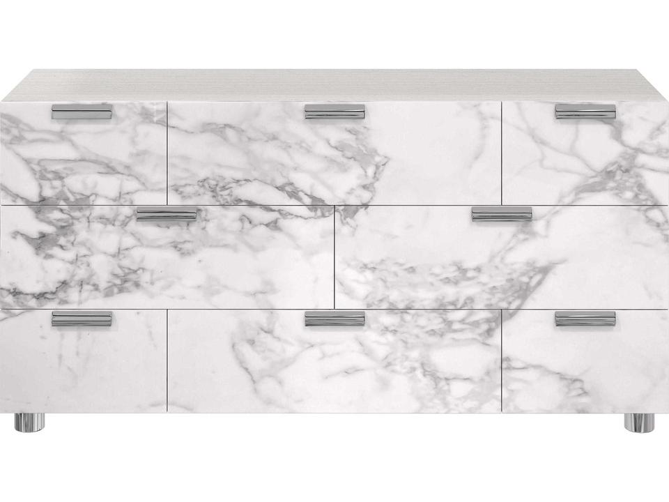 Stratum 8-Drawer Dresser with Arabescato Stone in Mist Finish
