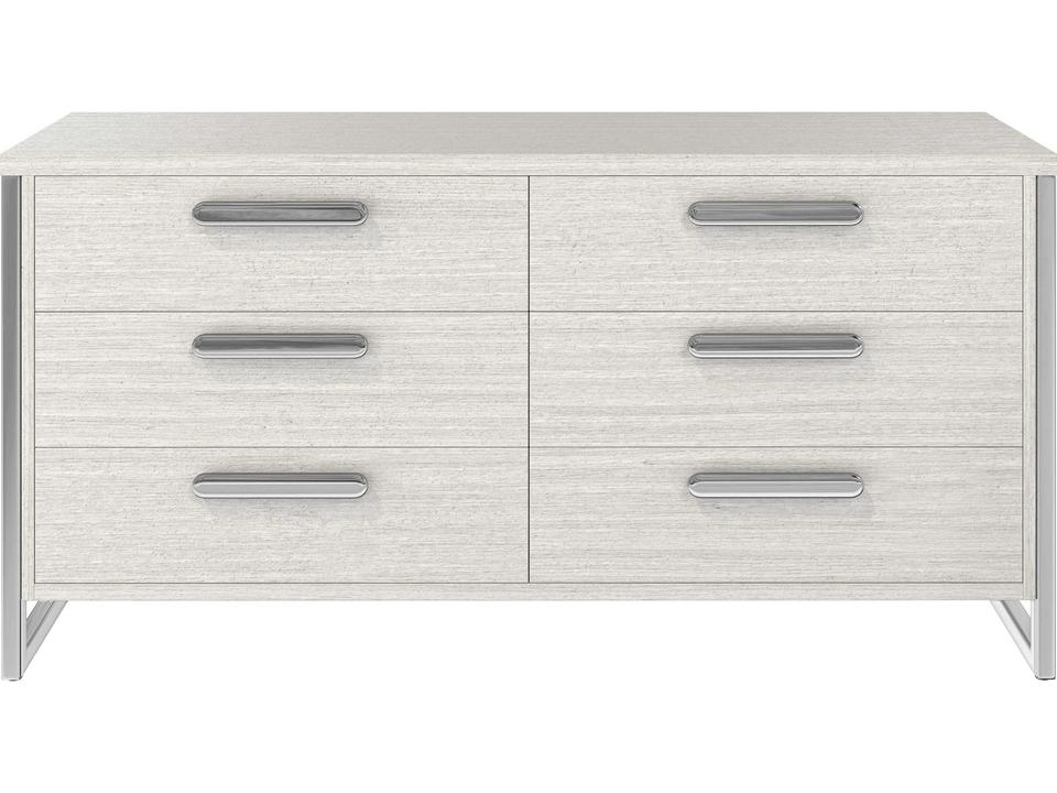 Stratum Six-Drawer Dresser in Mist and Polished Nickel