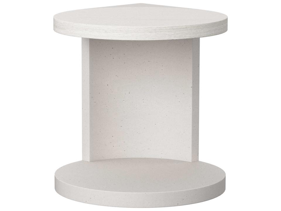 Stratum Round Wood and Faux Stone End Table in Mist and Fossil