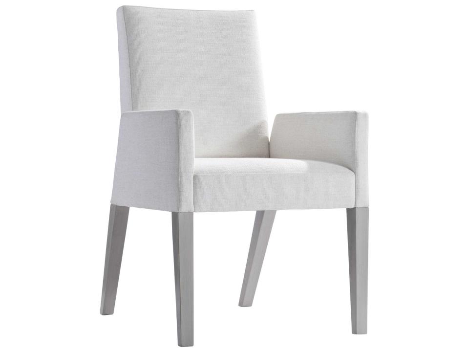Stratum Upholstered Dining Arm Chair with Mist Ash Wood Legs