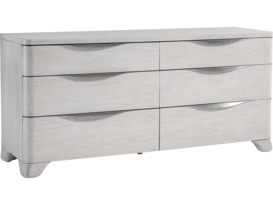 Sereno 6-Drawers White Walnut Wood Double Dresser