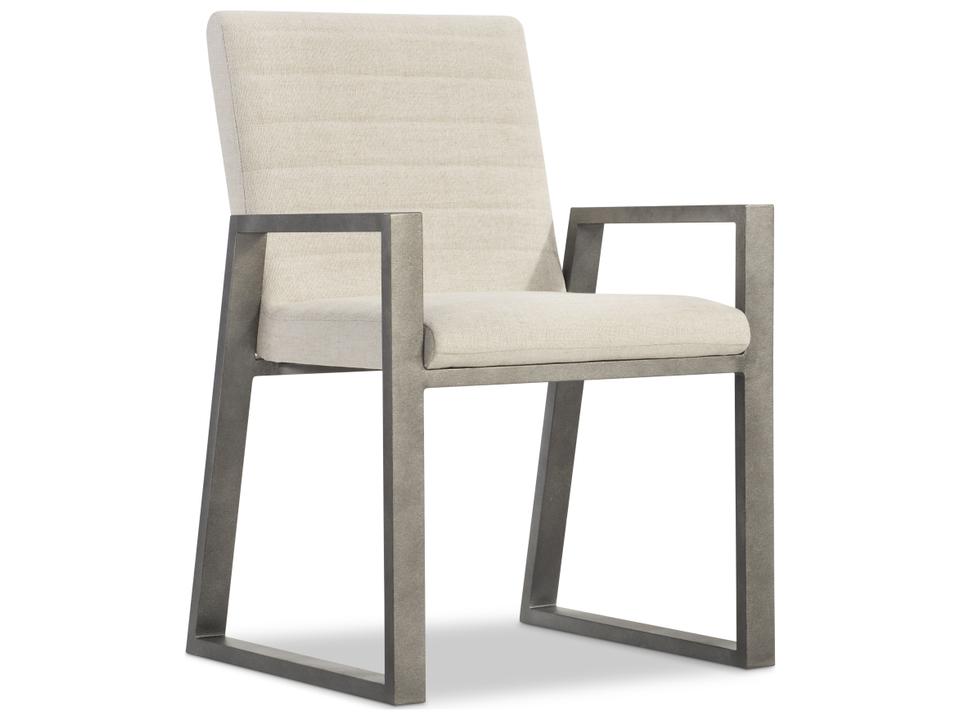 Tribeca Upholstered Dining Armchair with Textured Aluminum Frame Barlow Finish