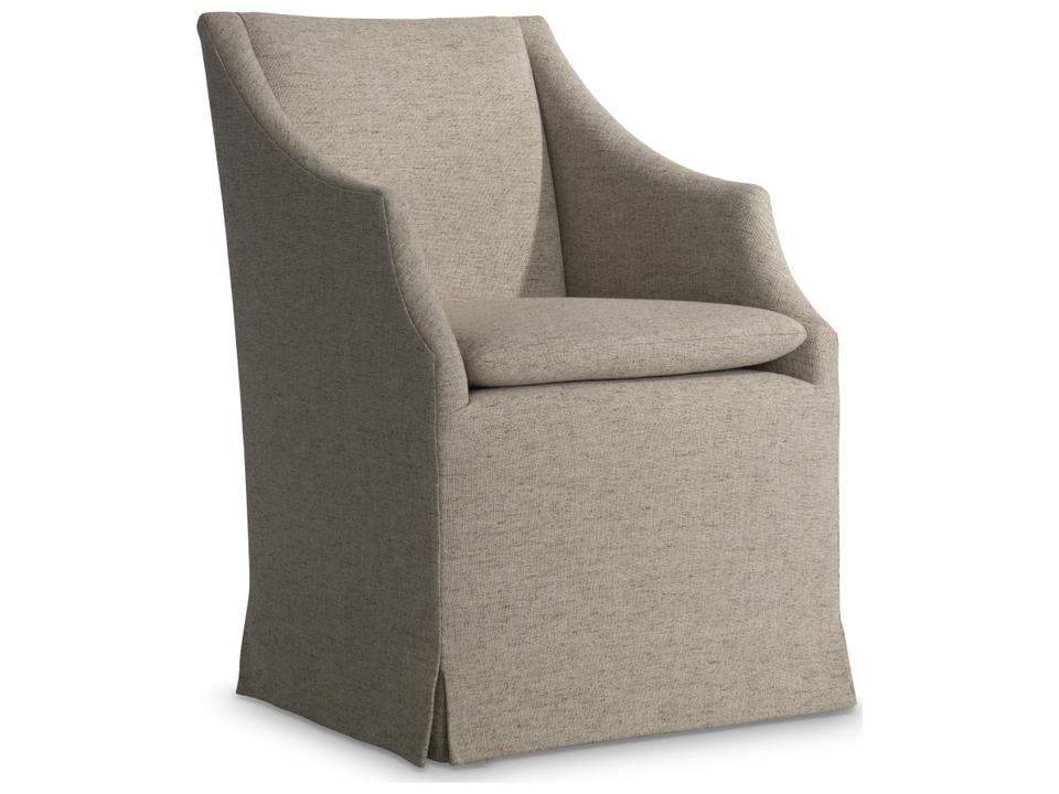 Tribeca Upholstered Dining Armchair with Dressmaker Skirt in Beige Fabric