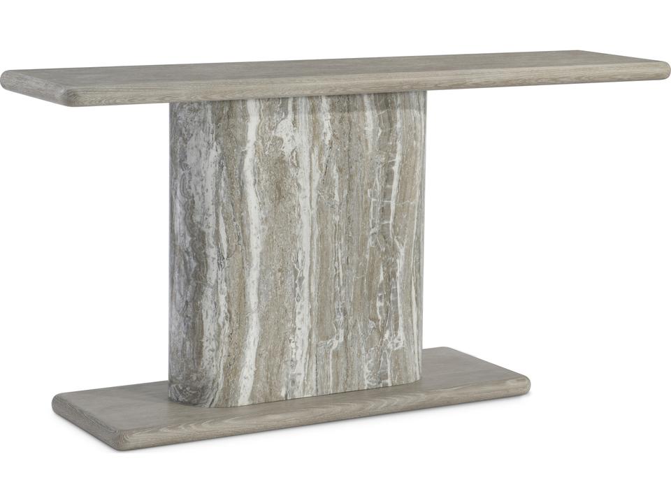 Arcadia Wirebrushed Oak Console Table with Faux Stone Column