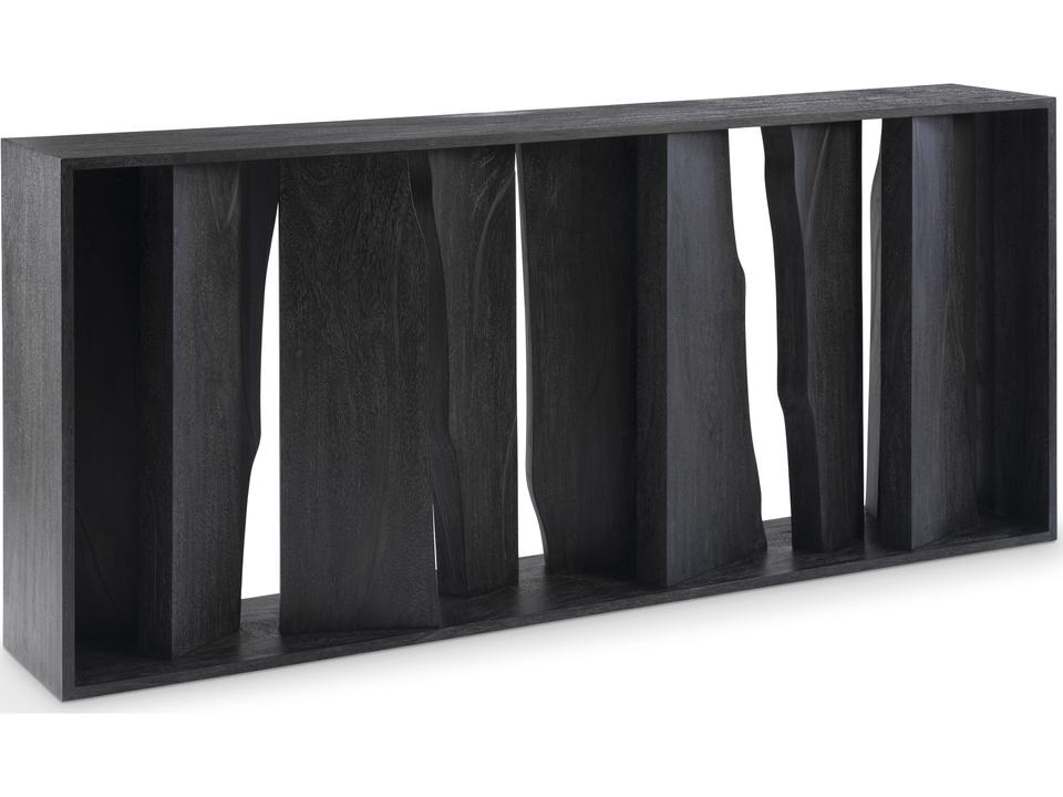 Neff Console Table in Flint Grey Suar Wood with Organic Design
